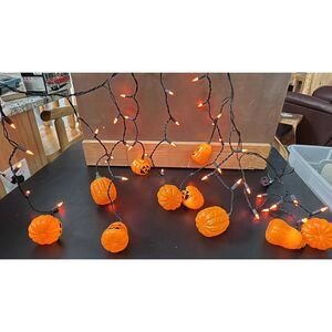 Vintage Halloween Jack o'Lantern String Lights 10 Pumpkins